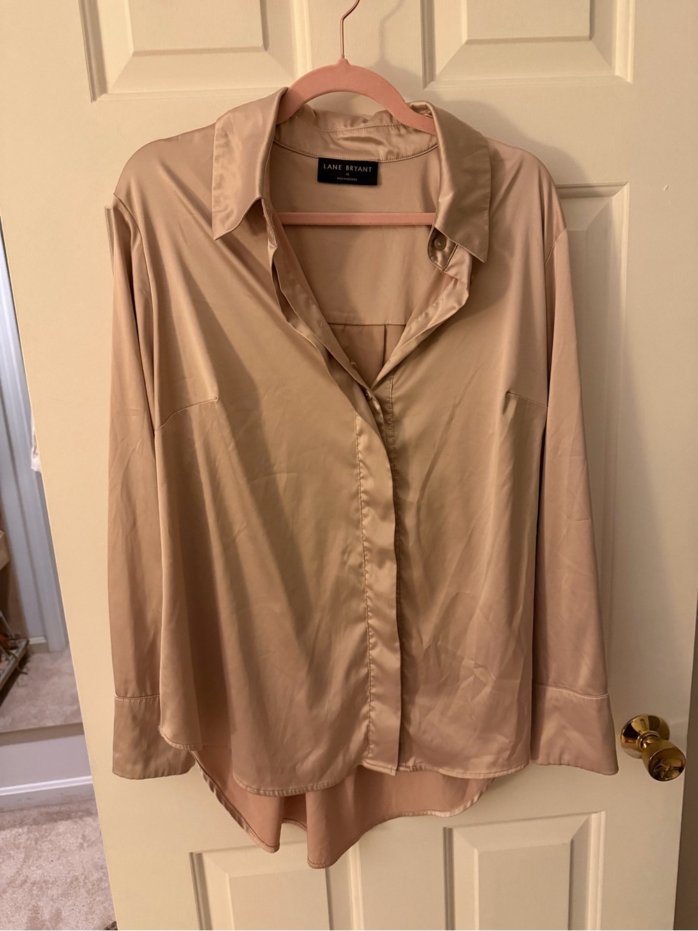 Lane Bryant Satin Champagne Button-Down Shirt 18